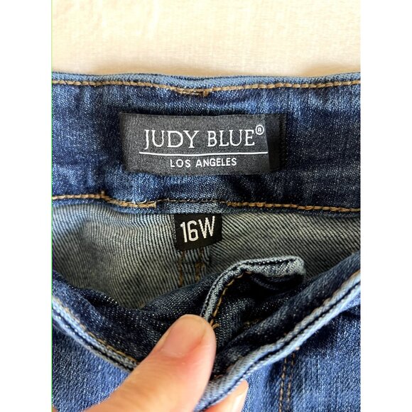 Judy Blue Jeans Women's 16W Skinny Fit Stretch Dark Wash Solid Fly Zip JB88113 - Picture 2 of 10